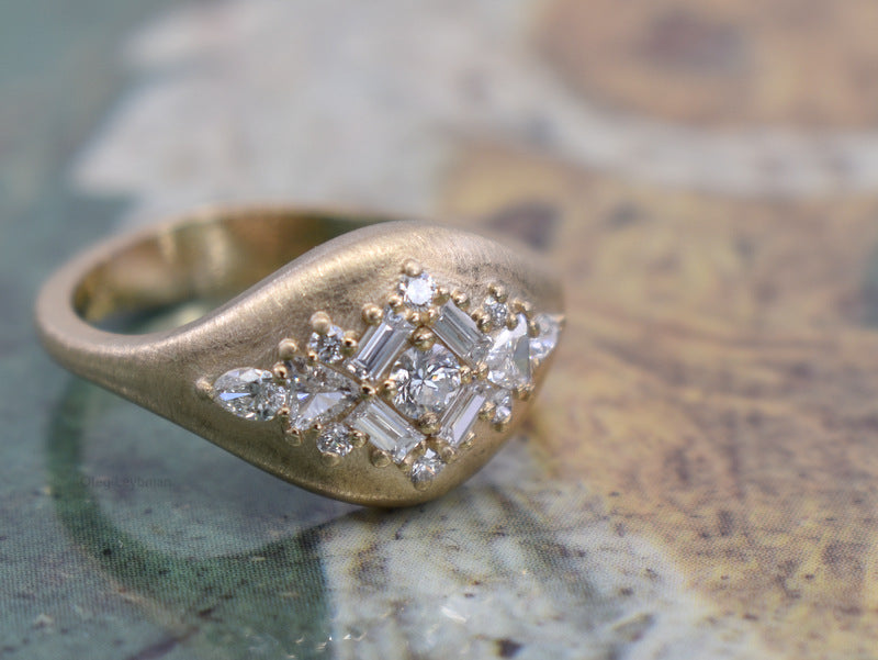 Velour Diamond Signet Ring
